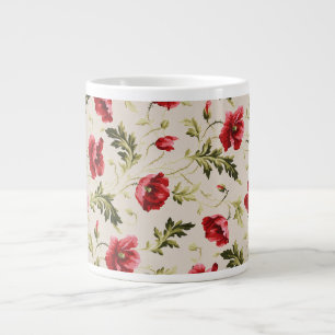 Vintage leuchtend rotes Mohnblumenmuster Jumbo-Tasse