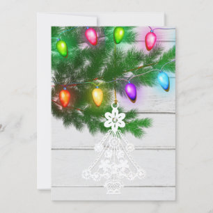 Vintage Leuchtenvorlage für Weiße Bäume Feiertagskarte