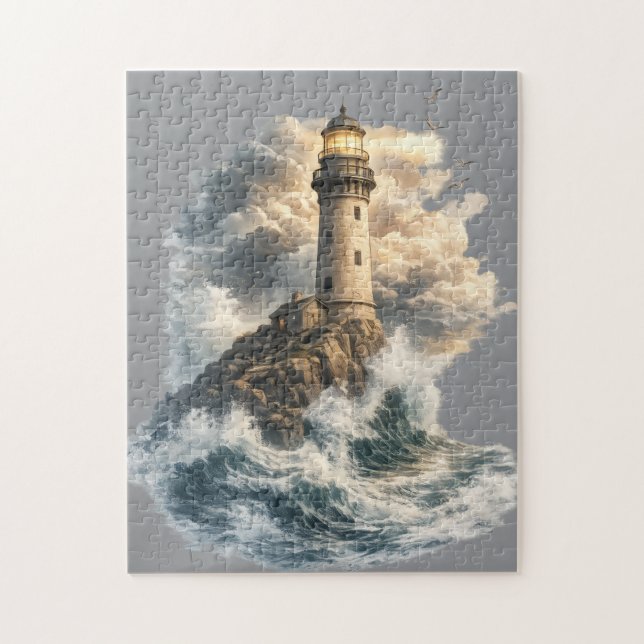Vintage Leuchtturm am Meer Puzzle (Vertikal)