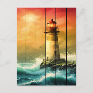 Vintage Leuchtturm Meer Strand Ozean Blick Postkarte
