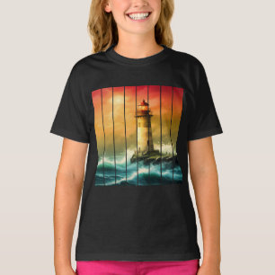 Vintage Leuchtturm Meer Strand Ozean Blick T-Shirt