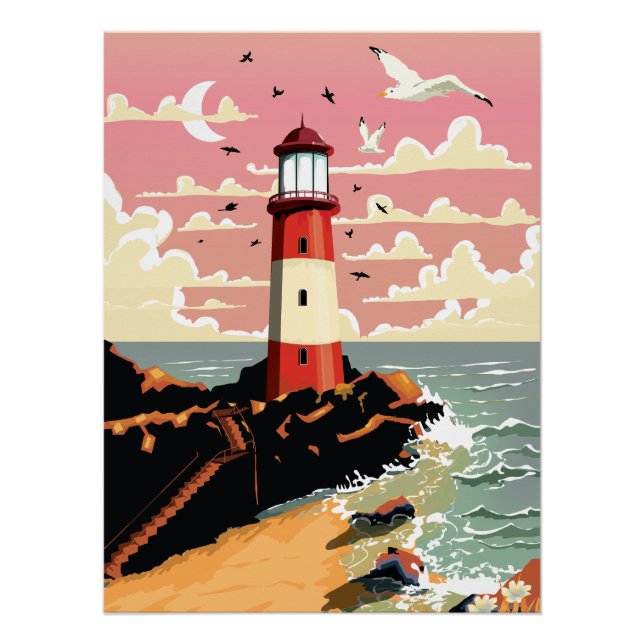 Vintage Leuchtturm Poster (Vorderseite)
