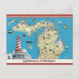 Vintage Leuchttürme von Michigan Postkarte