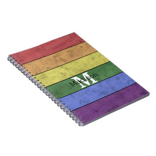 Vintage LGBT-Flagge Stolz abgenutztes Regenbogen-M Notizblock