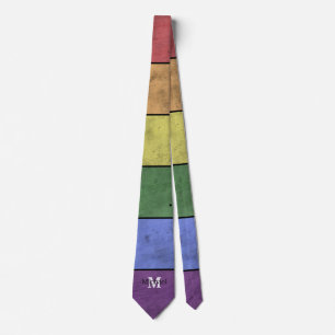 Vintage LGBT-Flagge Stolz gestört Rainbow Monogram Krawatte