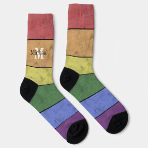 Vintage LGBT-Flagge Stolz gestresst schwarze Monog Socken