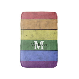 Vintage LGBT-Flagge Stolz gestresste Regenbogenmon Badematte