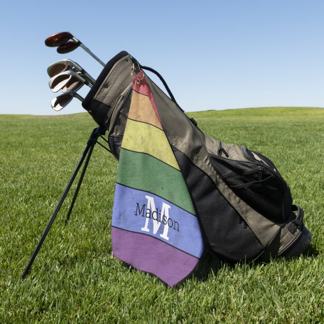 Vintage LGBT-Flagge Stolz gestresste Regenbogenmon Golfhandtuch (Gras)