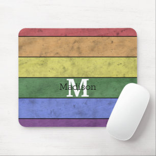 Vintage LGBT-Flagge Stolz gestresste Regenbogenmon Mousepad