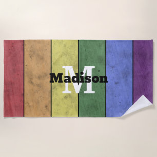Vintage LGBT-Flagge Stolz gestresste Regenbogenmon Strandtuch
