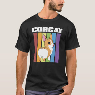 Vintage Lgbt Gay Pride Regenbogenflagge Corgi Cor T-Shirt