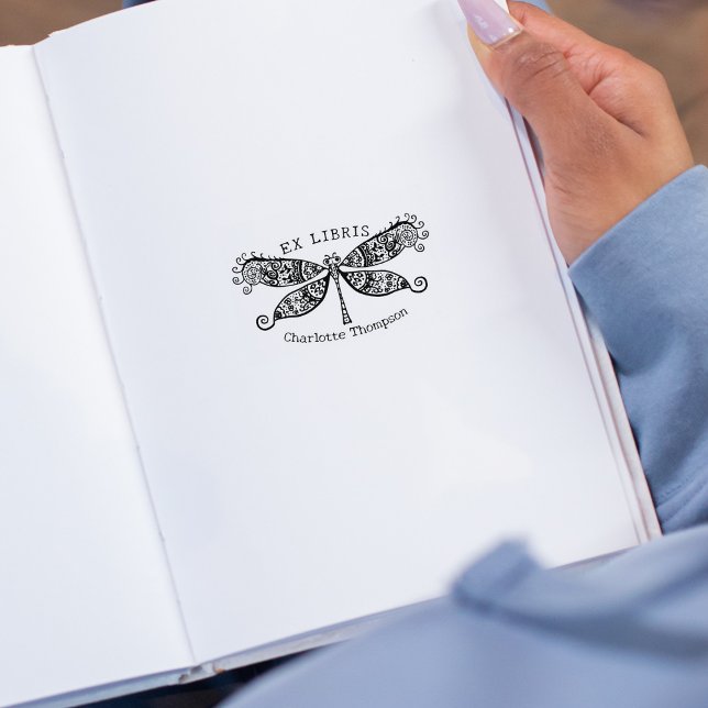 Vintage Libelle, Bibliothek Ex Libris Gummistempel (Von Creator hochgeladen)