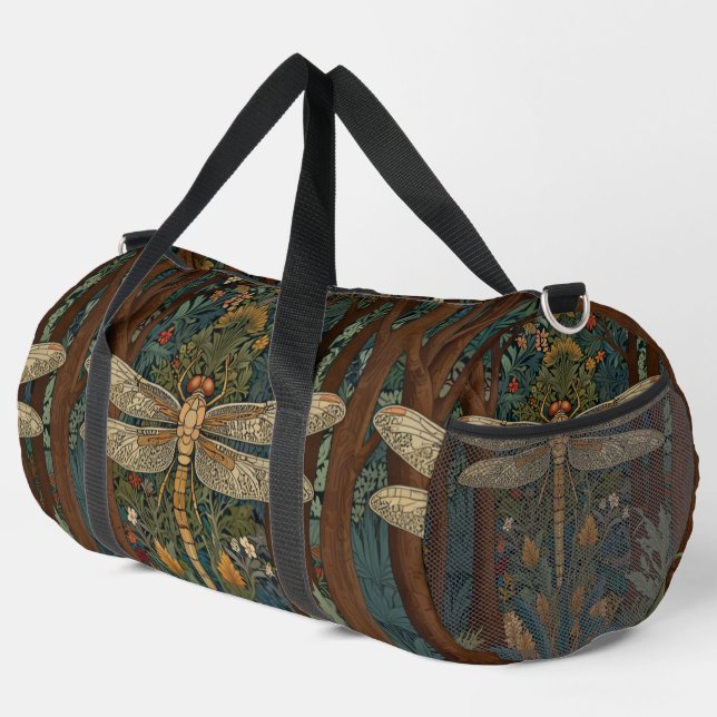 Vintage Libelle boho chic botanisch Duffle Bag (Rechte Ecke)