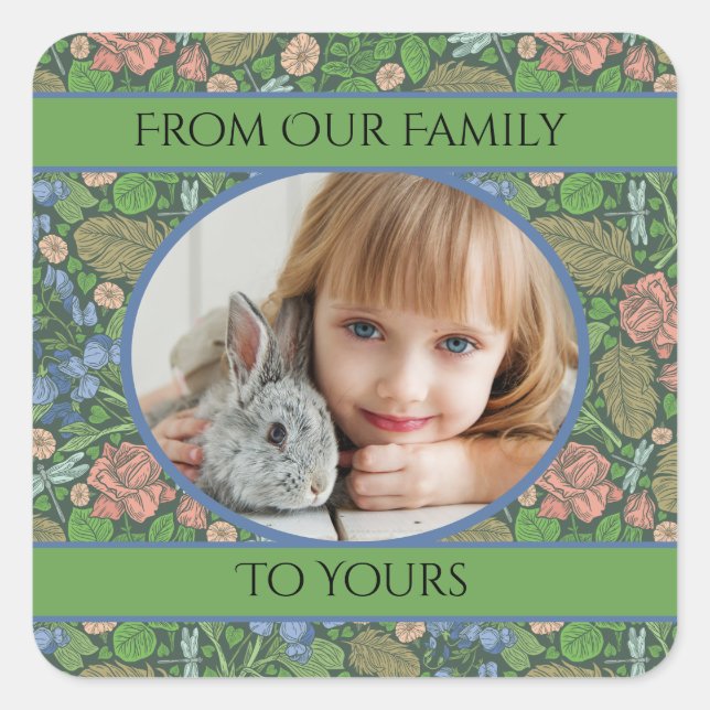 Vintage Libelle im Englischen Garten Quadratischer Aufkleber (Vorderseite)