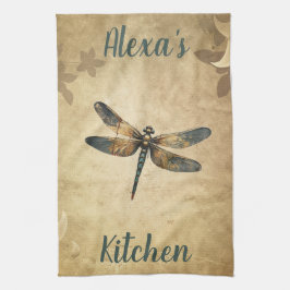 Vintage Libelle mit Individuelle Name/Monogramm Geschirrtuch