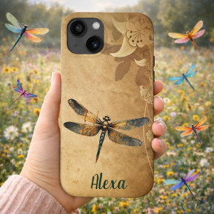 Vintage Libelle mit individuellem Namen/Monogramm Case-Mate iPhone Hülle