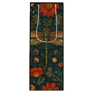 Vintage Libelle Orangenblumengrün boho chic Geschenktüte Für Weinflaschen