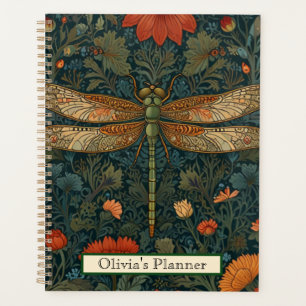 Vintage Libelle Orangenblumengrün boho chic Planer