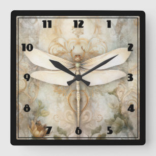 Vintage Libelle Quadratische Wanduhr