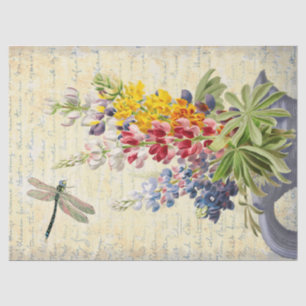 Vintage Libelle und Blume Bouquet Decoupage Seidenpapier