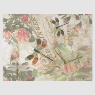 Vintage Libelle und Rose Seidenpapier