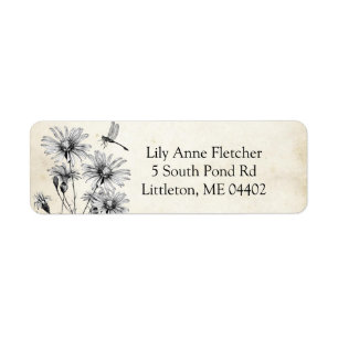 Vintage Libelle Wildblumen Pergament