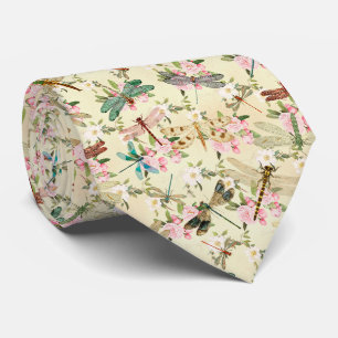 Vintage Libellen-Blumen-Schlips Krawatte