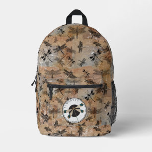Vintage Libellen-Distressed-Entomologie-Monogramm Bedruckter Rucksack
