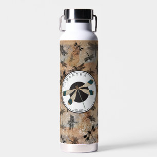 Vintage Libellen-Distressed-Entomologie-Monogramm Trinkflasche