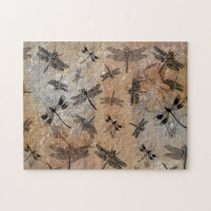 Vintage Libellen-Entomologie-Muster mit Abnutzungs Puzzle