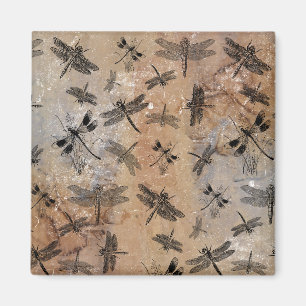 Vintage Libellen-Entomologie-Muster mit distressed Magnet