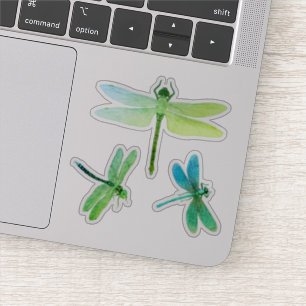 Vintage Libellen grün blau Aufkleber