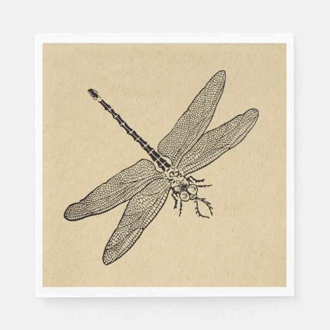 Vintage Libellen-Kunst Serviette (Vorderseite)