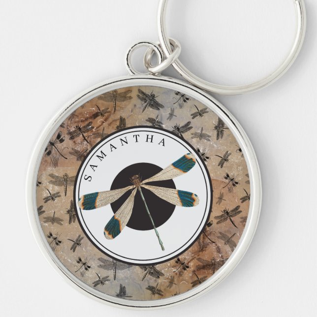 Vintage Libellenstörung Entomologie-Monogramm Schlüsselanhänger (Vorne)