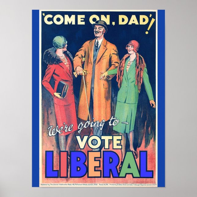 Vintage liberale Politik 1929 farbenfroh Poster (Vorne)