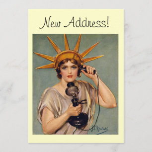 Vintage Liberty Calling New Home Ankündigungskarte Ankündigung