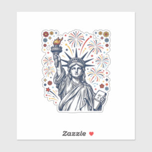 Vintage Liberty Feuerwerk patriotisches Vektordesi Aufkleber