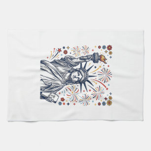 Vintage Liberty Feuerwerk patriotisches Vektordesi Geschirrtuch