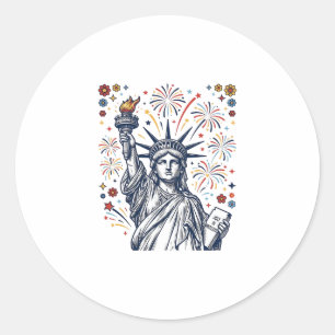 Vintage Liberty Feuerwerk patriotisches Vektordesi Runder Aufkleber