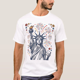 Vintage Liberty Feuerwerk patriotisches Vektordesi T-Shirt