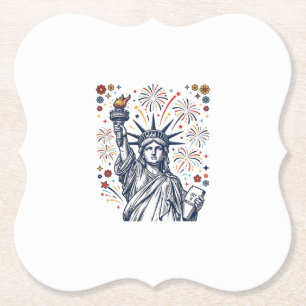 Vintage Liberty Feuerwerk patriotisches Vektordesi Untersetzer