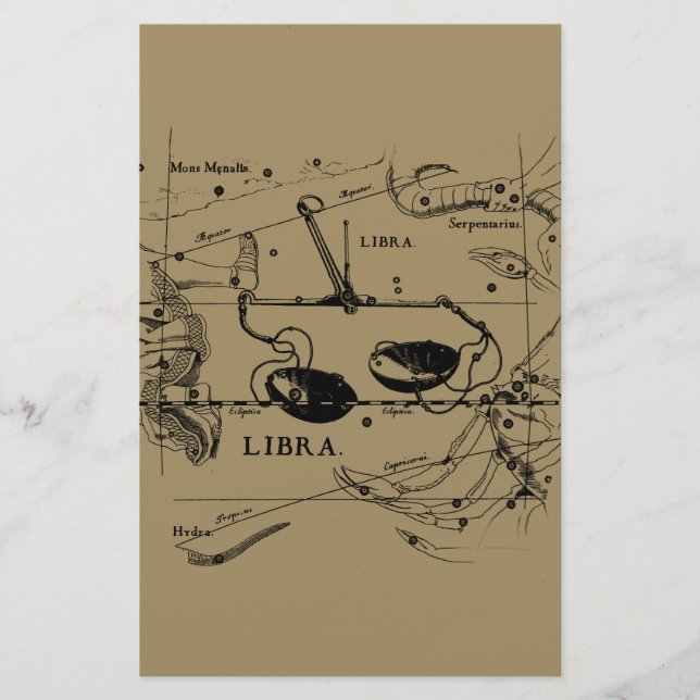 Vintage Libra-Konstellation Hevelius-Stil Briefpapier (Vorderseite)