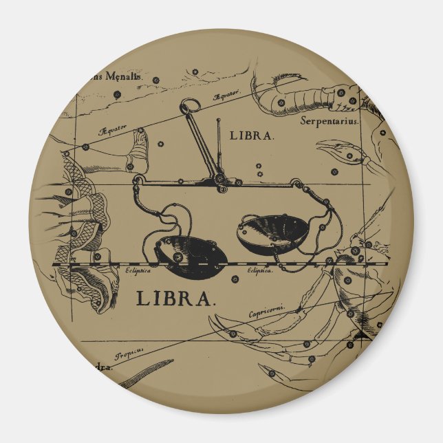Vintage Libra-Konstellation Hevelius-Stil Magnet (Vorne)
