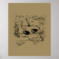 Vintage Libra-Konstellation Hevelius-Stil