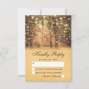 Vintage Lichterkette Rustikale Baum Hochzeit RSVP Karte