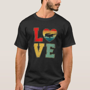 Vintage-Liebe Alligator Retro 70er 80er Herz Farm  T-Shirt