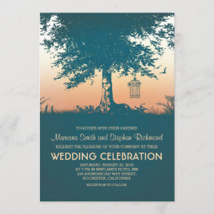 Vintage Liebe Bäume Rustikale Hochzeiten Einladung