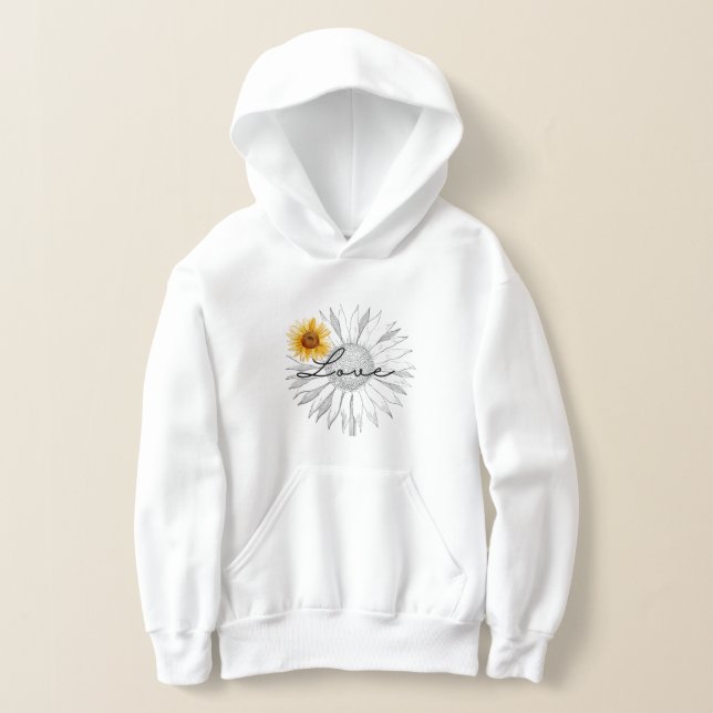 Vintage Liebe Braune Gelbblüte Blume Blüte Hoodie (Ablage )