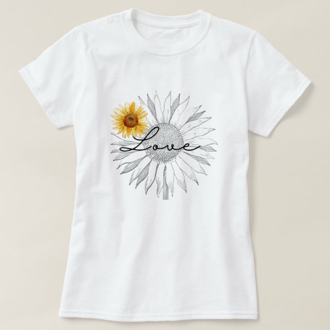 Vintage Liebe Braune Gelbblüte Blume Blüte T-Shirt (Design vorne)