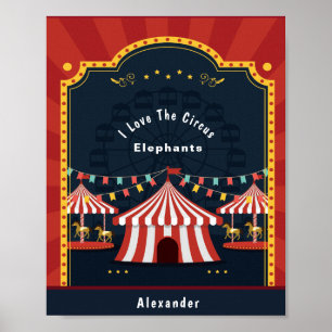 Vintage Liebe Circus Karneval Rotes Blau Poster